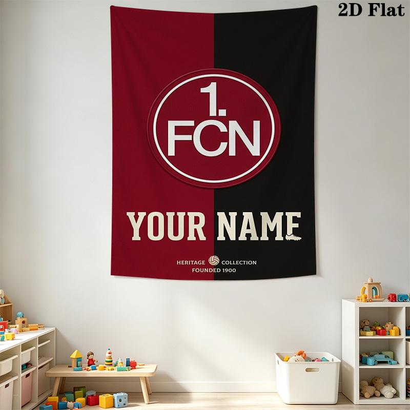 Name Custom 1.FC Nürnberg Logo Wall Tapestry Aesthetic Wall Hanging Printed Fabric Blanket Decorative Tapestries for Bedroom Living Room Home Decor