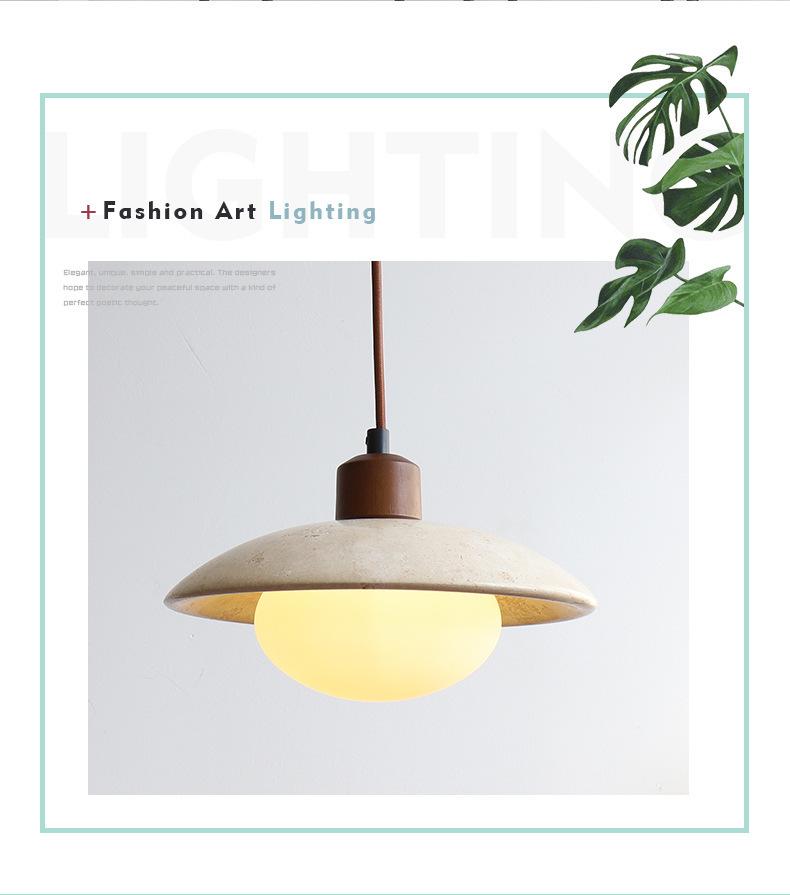 Stylish Yellow Travertine Wabi-Sabi Pendant Lights for Bedroom or Restaurant
