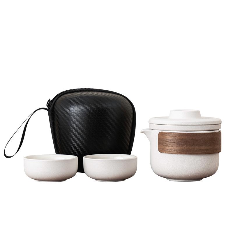 Ceramic Travel Tea Set: Portable Teapot with Two Cups - Perfect for Business Gifts & Holiday Souvenirs