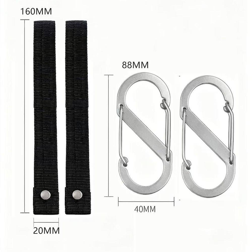 Aluminum Alloy S Hook Carabiner Keychain Set - Size 9, Knitted Strap, Figure-8 Buckle, Waterproof, For Outdoor Backpack