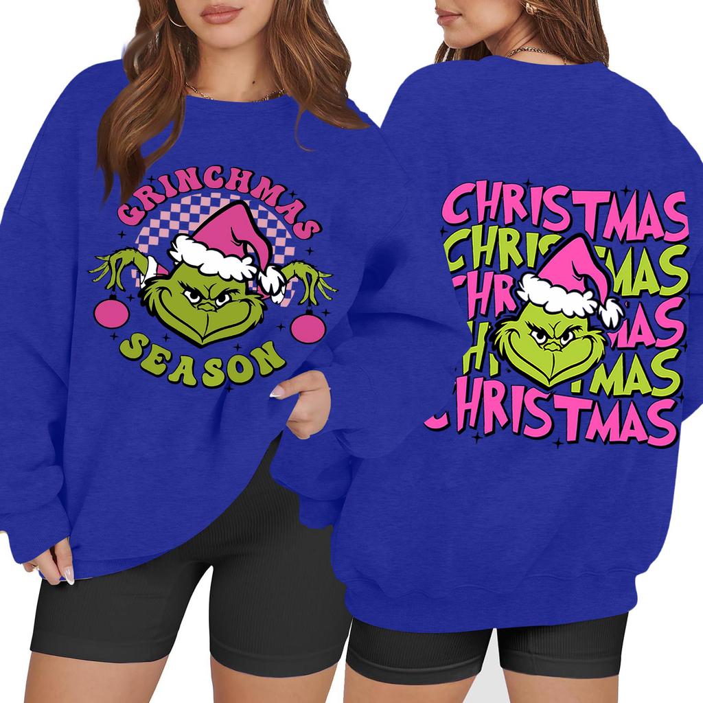 Women's Casual Fashion Long Sleeve Christmas Printed Round Neck Sweatshirt Top