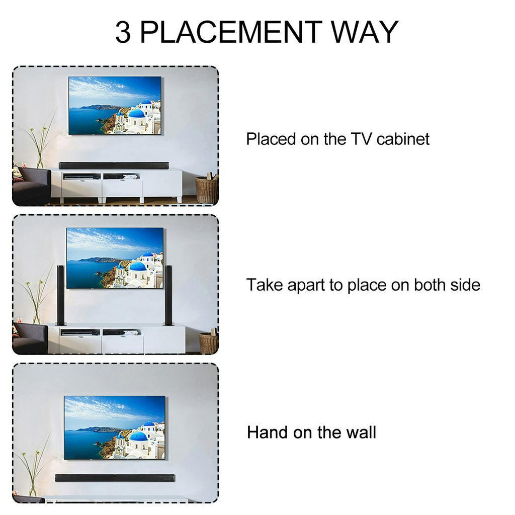 40W 5.0 Ses Çubuğu Siyah Ayrılabilir Bluetooth Hoparlör Süper Bas Ev Sinema Sistemi TV PC İçin ABD Fişli