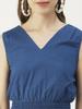 Moomaya Solid Cotton Sleeveless Dress, V-Neck Smocked Waist Tiered Midi