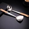 Stainless Steel Spatula with Thick Solid Wood Handle Household Cooking Spatula Soup Spoon Soup Spatula and Kitchenware