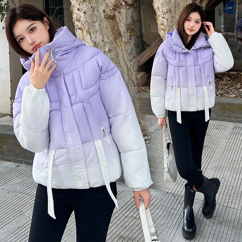 Gradient Hooded Winter Thickened Jacket