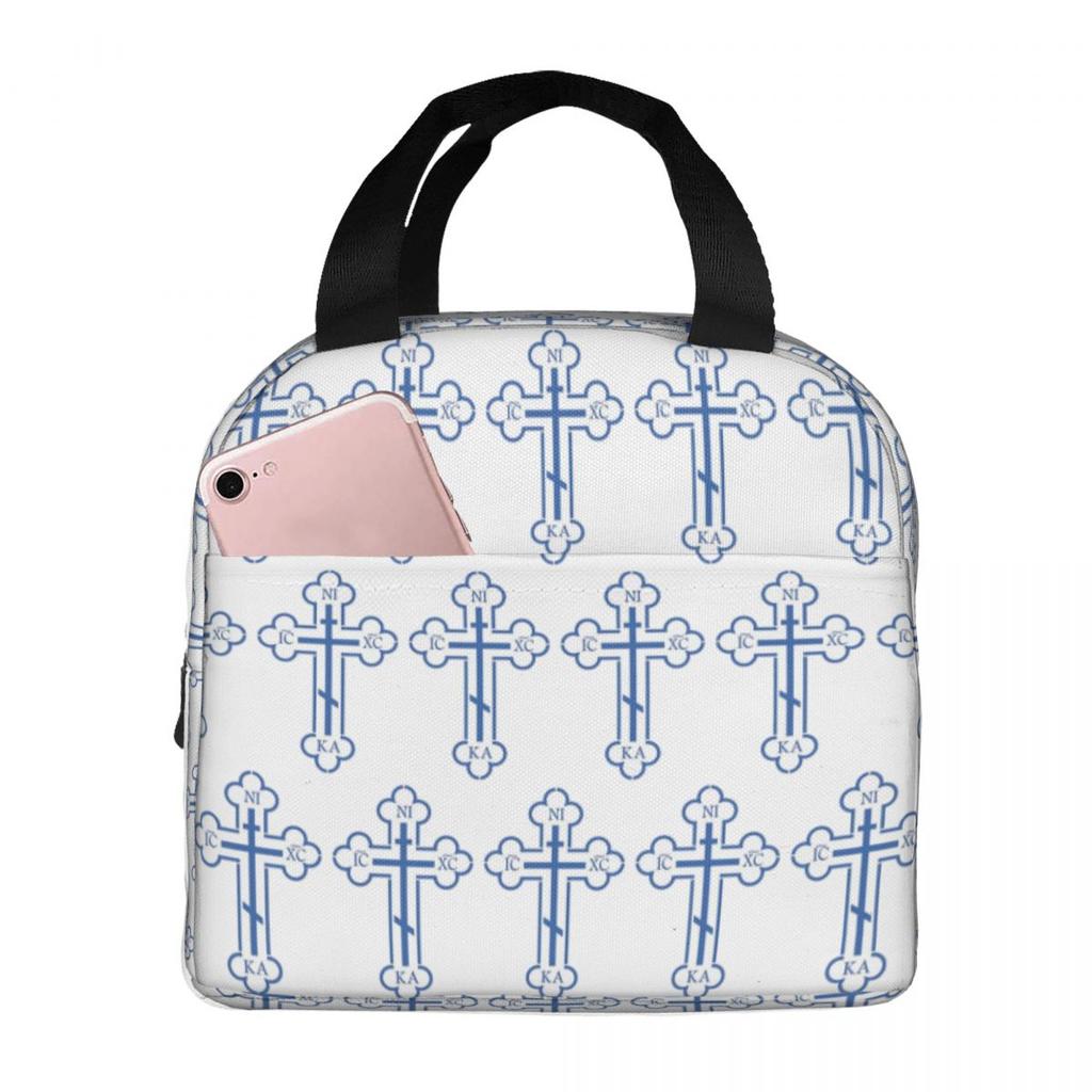 Russian Orthodox Cross Print Insulated Lunch Bag for Women Office Cooler Thermal Food Box Tote Portable Lunch Boxes Container