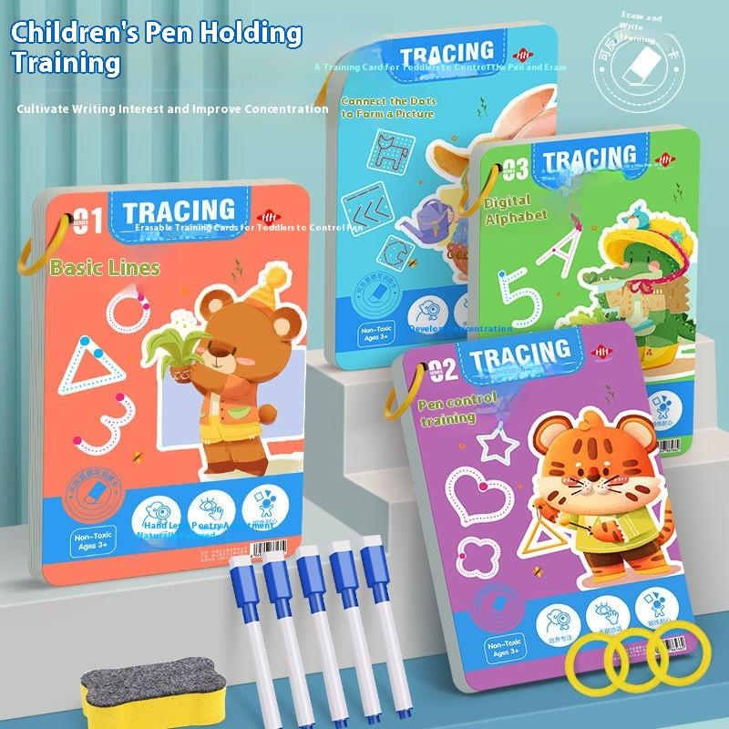 32 Pages Writing Drawing Educational Picture Books Toddler Pen Control Training Workbook Baby Magical Tracing Practice Copybook