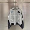 Mens Oversized Distressed Patchwork Embroidered Zip-Up Hoodie Streetwear Casual Sweatshirt Fall 2025
