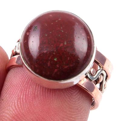 Természetes Vörös Jaspis Drágakő 925 Sterling Ezüst Ékszer Kéttónusú Gyűrű M.6.5 A7e33