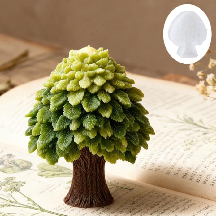 Stampo in Silicone per Candele Estetica Naturale Forma di Albero 3D Materiali Flessibili Disegni a Foglia Stratificati Garantisce Facile Sformo