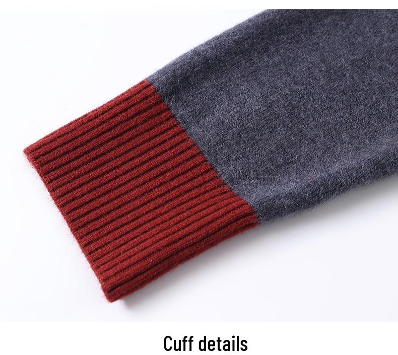 2025 Spring/Autumn Color Block Knit Women's Long Sleeve Sweater Jumper