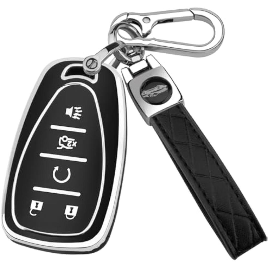 Für Chevy Autoschlüsselhülle mit Schlüsselanhänger, Weiche TPU-Schlüsselhülle Schale Vollschutz für 2016-2021 Chevy Equinox Malibu Camaro Cruze Blazer Traverse Trax