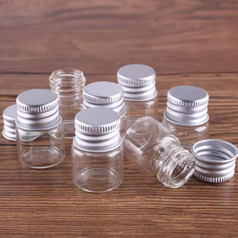 5ml/10ml/15ml/l/20ml/Glass Bottles with Aluminium Lids Small Mini Glass Jars Small Glass Bottles with