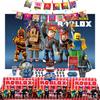 Roblox Födelsedagskalas Dekorationer Tillbehör Fest Firande Engångsband Vimpel Duk Kopp Tallrik papper Baby Shower set