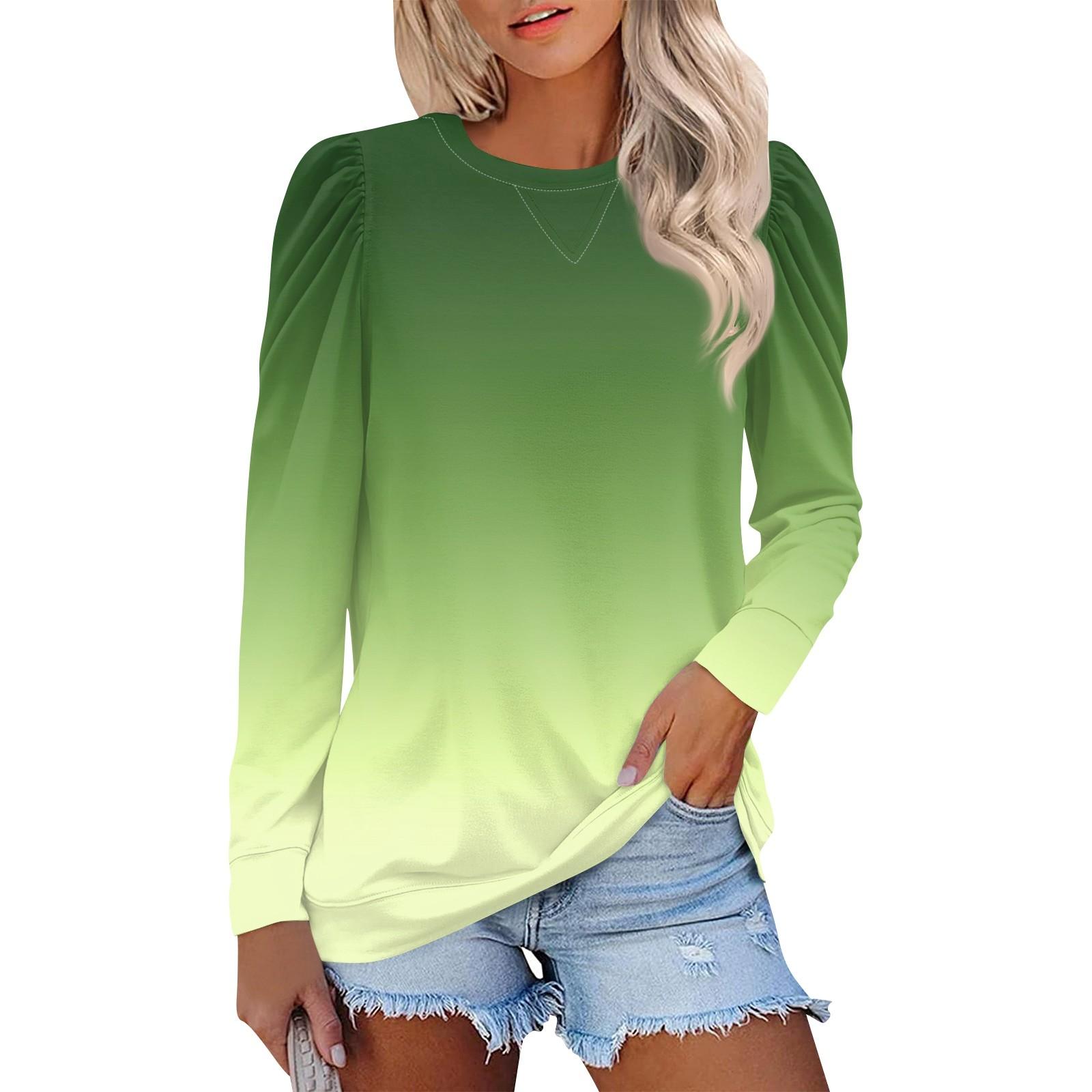 

Топы для женщин, осенние рубашки с длинным рукавом, повседневные свитера с круглым вырезом, мягкие свободные топы с принтом L армия зеленый