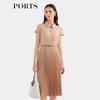 Ports Women's Shirt Collar Pleated Midi Dress