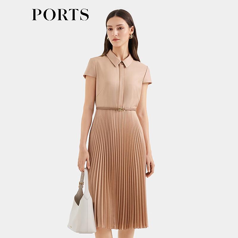 Ports Women's Shirt Collar Pleated Midi Dress