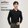 Qipai Herren Wollmischung Langarm-Poloshirt