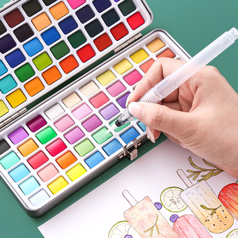 Portable Solid Watercolor Paint Set: 50, 72, 90, 100, 128 Colors for Art Students