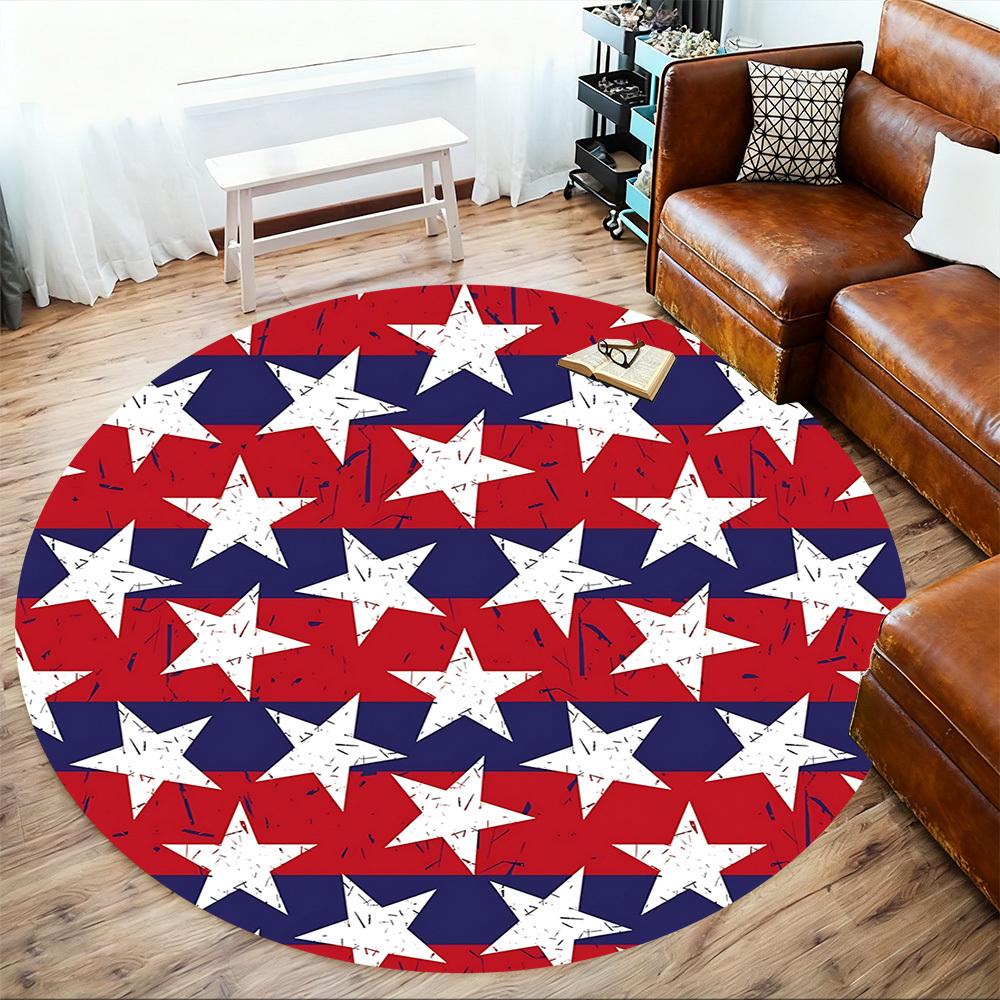 1pc Stars Flag Round Chair Mat Area Rug - Non-Slip, Floor Mat for Office, Bedroom, and Indoor Decor C1125658