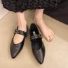 Autumn New Flat Shoes Women's Fashion Pointed Head Shallow Mouth Rivets Soft Sole Anti-slip Wear-resistant Low-top Shoes
