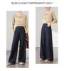 Women's Retro Dark Blue Straight-Leg Jeans - Slimming, Floor-Length, Versatile Winter Casual Pants