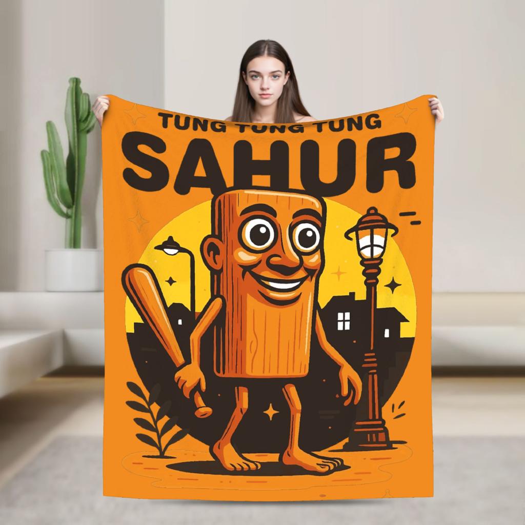 Cappuccino Assassino Italian Brainrot Memes Blanket Travel Flannel Bedding Throws For Couch Chair Sofa Bed Super Soft Bedspread