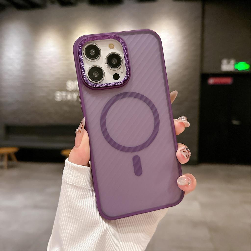 Twill Skin Sensing Magnetic Suction Suitable for Apple 16ProMax Mobile Phone Case Advanced Sensing Diamond Lens Case