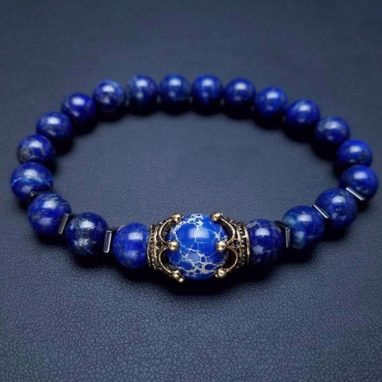HNSP Beaded Bracelet For Men Natural Stone Tiger Eye Bead Black Stone Elastic Rope Hand Chain Jewelry Accessories