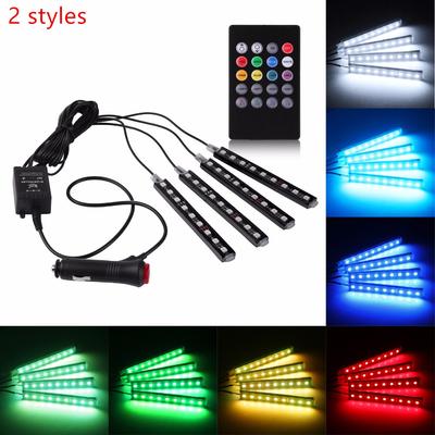 Voice Control Wireless Remote Car RGB LED Neon Light Lamp Strip Decorative Lights Car Interior Neon Light Lighting Kit