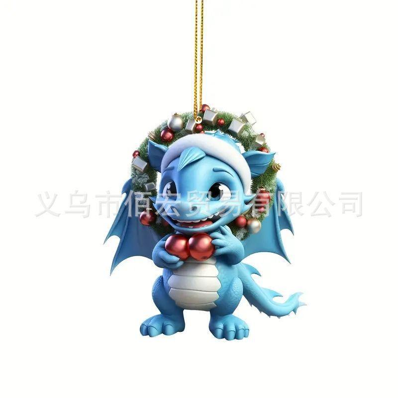 

Акриловое Праздничное Рождественское Украшение на Подвеске в Виде Динозаврика для Привлекательного Декора Автомобиля 3