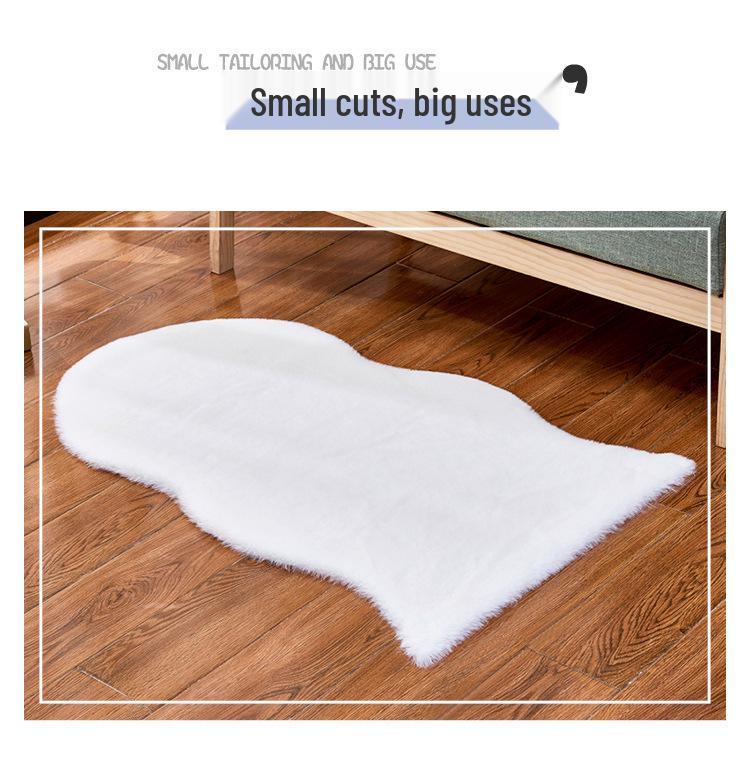 Irregular Long Pile Plush Sofa Cushion Rug - Faux Rabbit Fur for Living Room, Coffee Table, Bedroom, or Bedside.