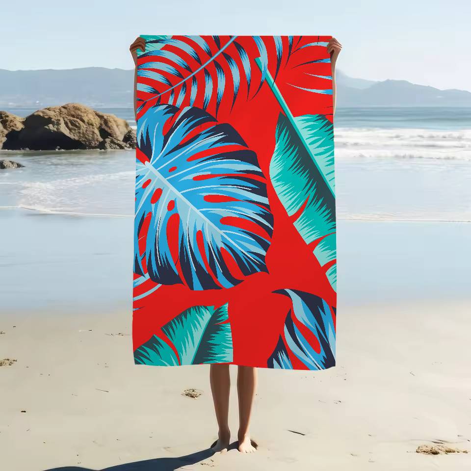 

Tropical Plant Pattern Print Microfiber Beach Towel Absorbent Quick Dry Soft Yoga Swimming Resort Mountain Climbing Towel W40*H60(CM)