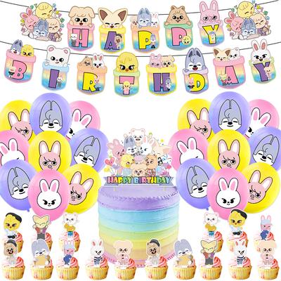 36 Stück Stray Kids Partyzubehör Skzoo Party inklusive Banner Cake Topper Luftballons