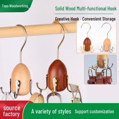 Nordic Solid Wood Multifunctional Hook for Keys, Ties, Bags, Wardrobe, Cabinet, Coat, and Hat Rack