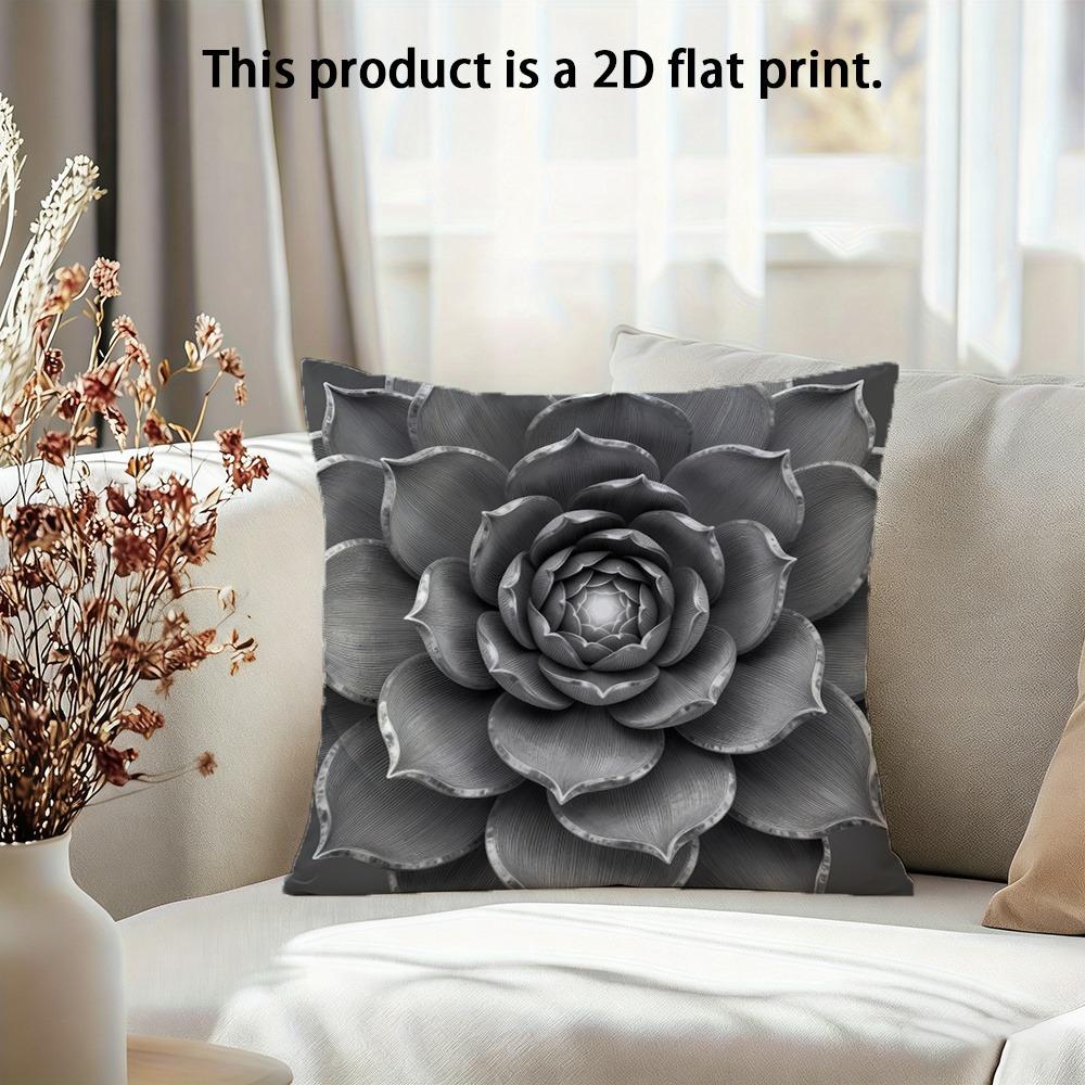 1 шт.  Трехмерная наволочка с цветочным узором в серой гамме 40x40cm/16x16inch