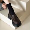 [Uncle Shoe] Height-increasing 2025 black single shoes New British style small leather shoes Women's popular loafers Women's shoes