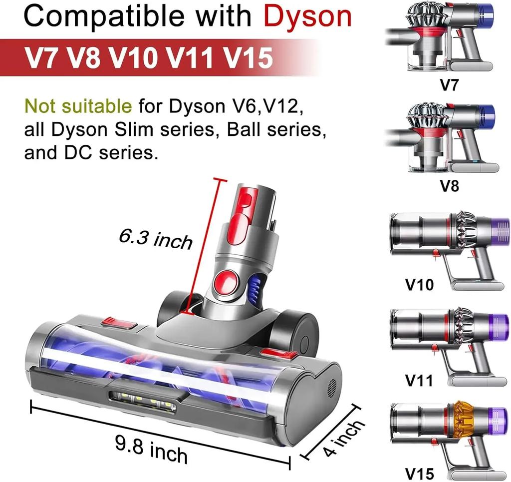 For Dyson Handheld Vacuum Cleaner Electric Large Floor Brush V7V8V10V11V15 Soft Velvet Floor Brush Roller Brush Double Turbine