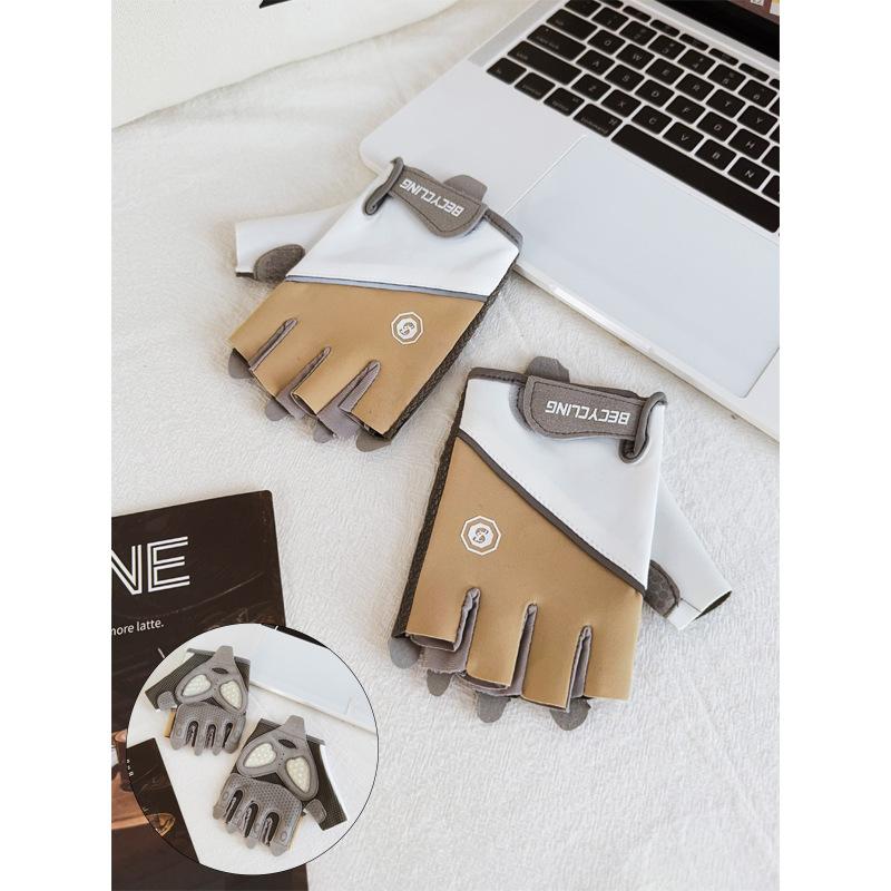 Fitness half-finger gloves sports outdoor dumbbells yoga anti-skid shock absorption men and women wear-resistant exposed finger ventilation training