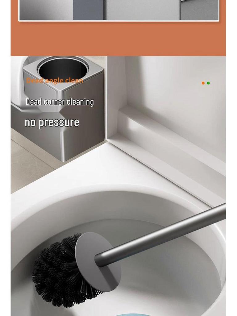 Space Aluminum Wall-Mounted Toilet Brush Set - No Dead Angle, Punch-Free Cleaning Solution