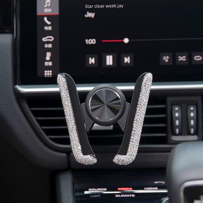 New Model Car Phone Holder for Air Vent Navigation, Special Car Phone Mount with Rhinestones, Creative Design for Women
