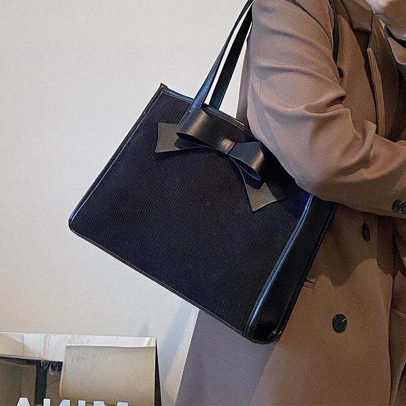 Large-Capacity Bags Women's New Trendy Bow Tie Handbags All-Match Shoulder Bag Commuter Tote Bags