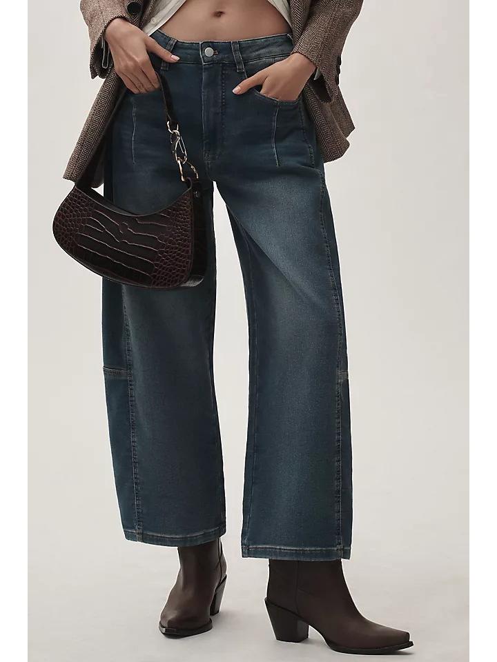 

2025 Women s High-Waist Wide-Leg Washed Denim Jeans Extra Large