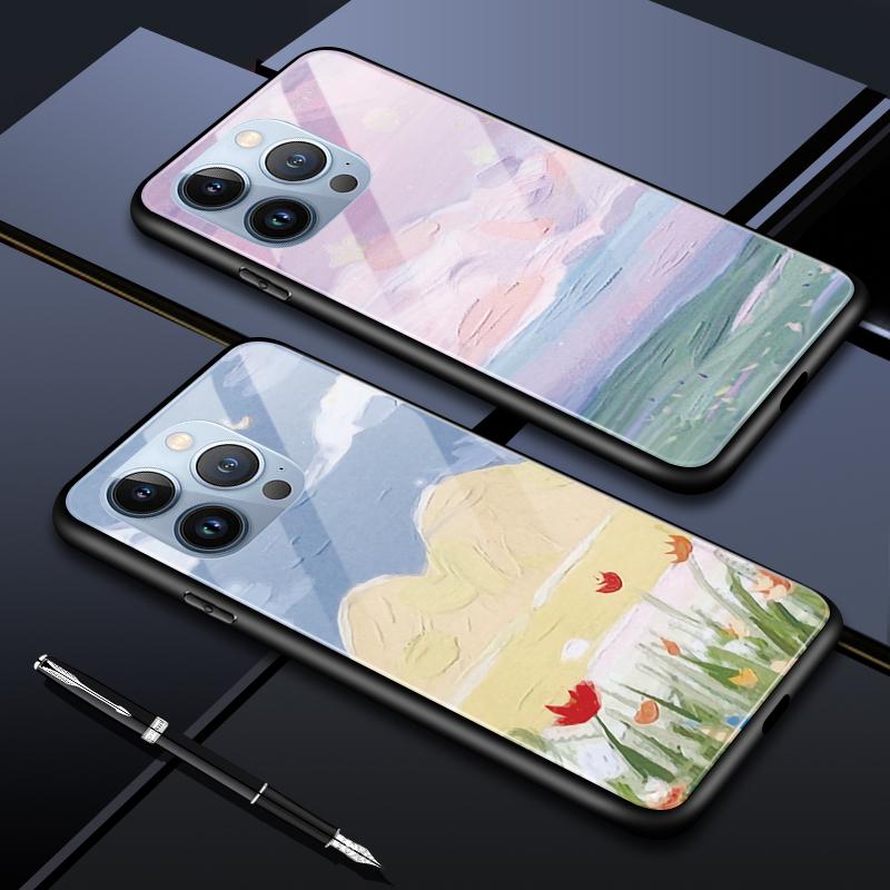 Tempered Glass Phone Case For OPPO Reno13 Reno14 Realme 11 12Pro 14 GTNeo6 C21Y C53 C75 OnePlus Nord2 NordCE3Lite Soft Edge Shockproof Smooth Shell
