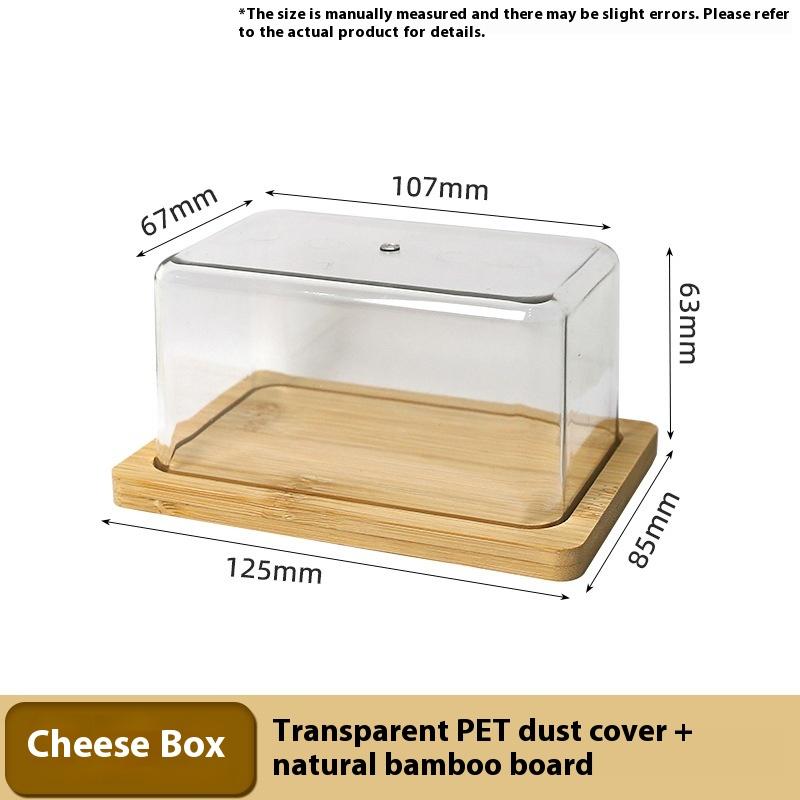 Bamboo Countertop Butter Dish With Acrylic Lid Kitchen Storage Container Box Transparent Butter Plate Tableware Plate