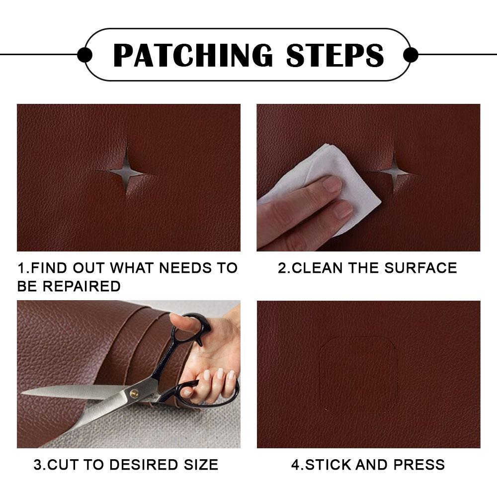 Self-Adhesive Leather Repair Patch Sofa Black PU Leather Sticker for Furniture Table Chair Clothes Car Seats Shoe Bags Fix Patch