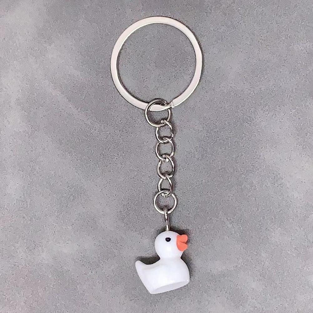 Porte-clés Simple Animal en Résine Pendentif Canard Accessoires de Sac à Dos pour Femmes Couple Famille Pendentif Porte-clés