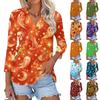 Women's Fashionable Casual Halloween Print V-neck Three-quarter Sleeve