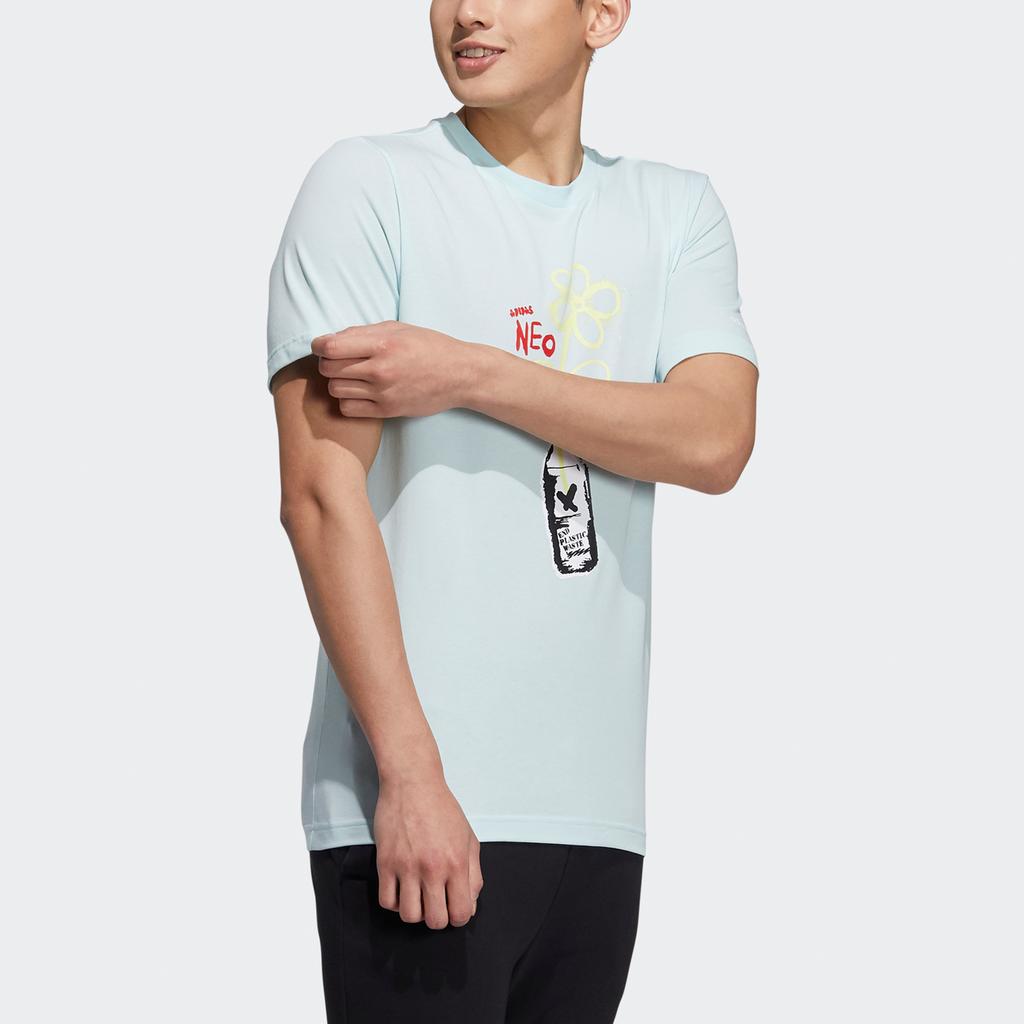 Adidas NEO Cartoon Print Sports Crew Neck T-Shirt Men Tops Mint-Green HF0464