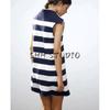 Spring and Summer New Women's Clothing Minimalist Wind Zipper Ornament Stripes Knitting Sleeveless Lapel Short Dress 9598081